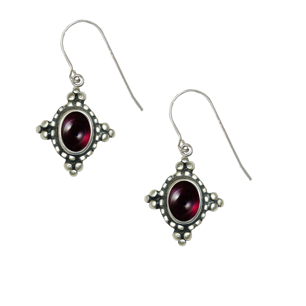Sterling Silver Little Garnet Gemstone Drop Dangle Earrings Sterling Silver Little Garnet Gemstone Drop Dangle Earrings